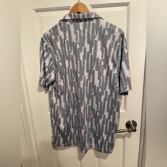 Waggle Mens Gray Cactus Print Polo Golf Shirt L - Picture 4 of 4